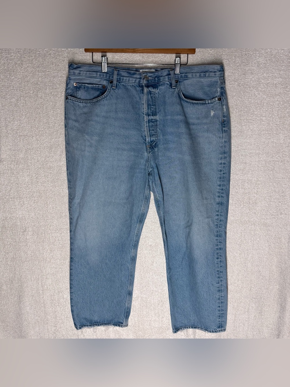 AGOLDE Women's 90s Crop Straight Leg Jeans Size 34 Light Wash Blue Denim